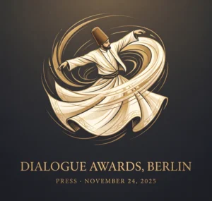 Illustrated poster for the Dialogue Awards ceremony in Berlin, honoring the Mevlevi Sema tradition, November 2025